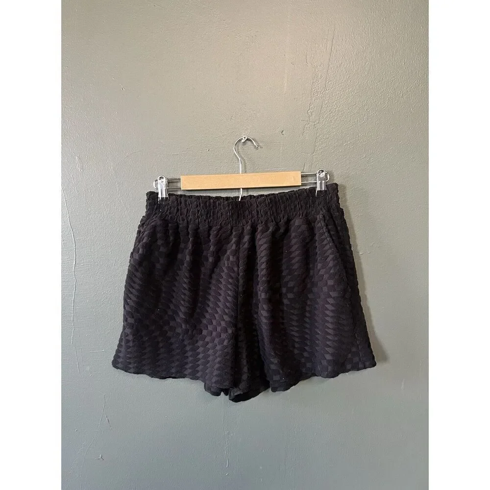 Good American Womens Black Terry Shorts Size 3 GSW0397 001